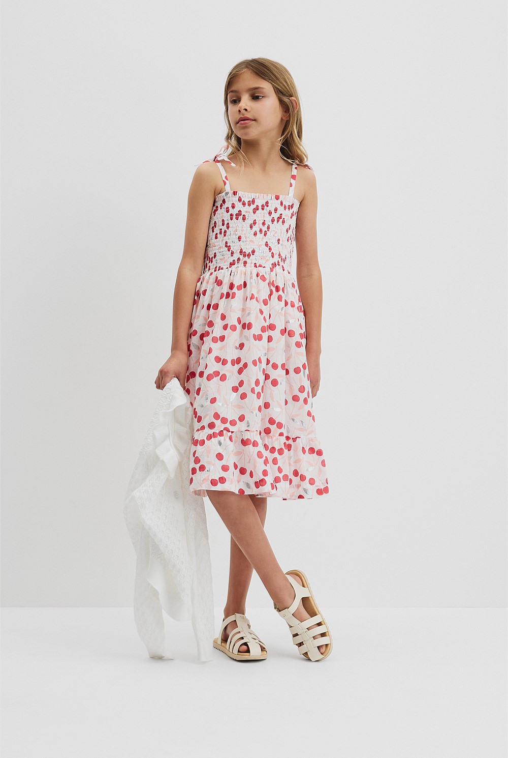 Cherry Shirred Dress