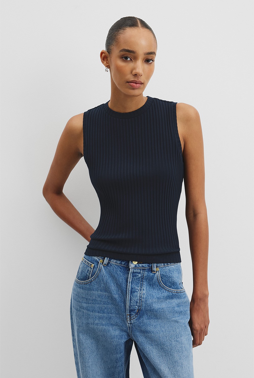 High Neck Rib Tank