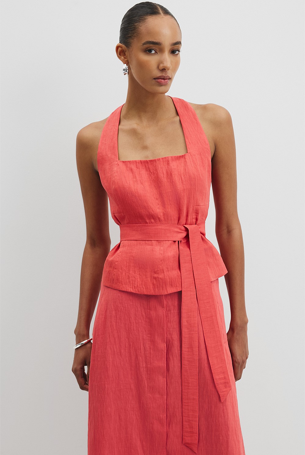 Organically Grown Linen Blend Halter Neck Top