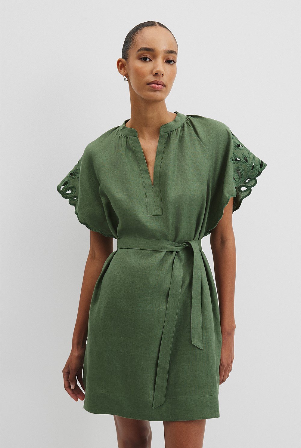 Cutwork Linen Mini Dress