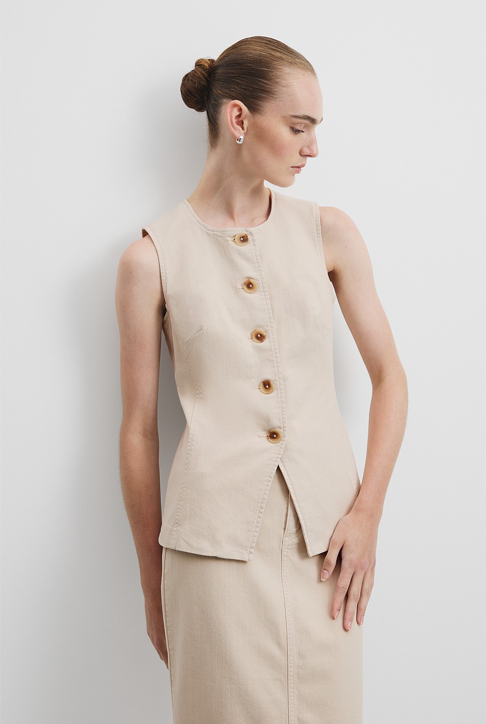 Recycled Cotton Denim Sleeveless Top