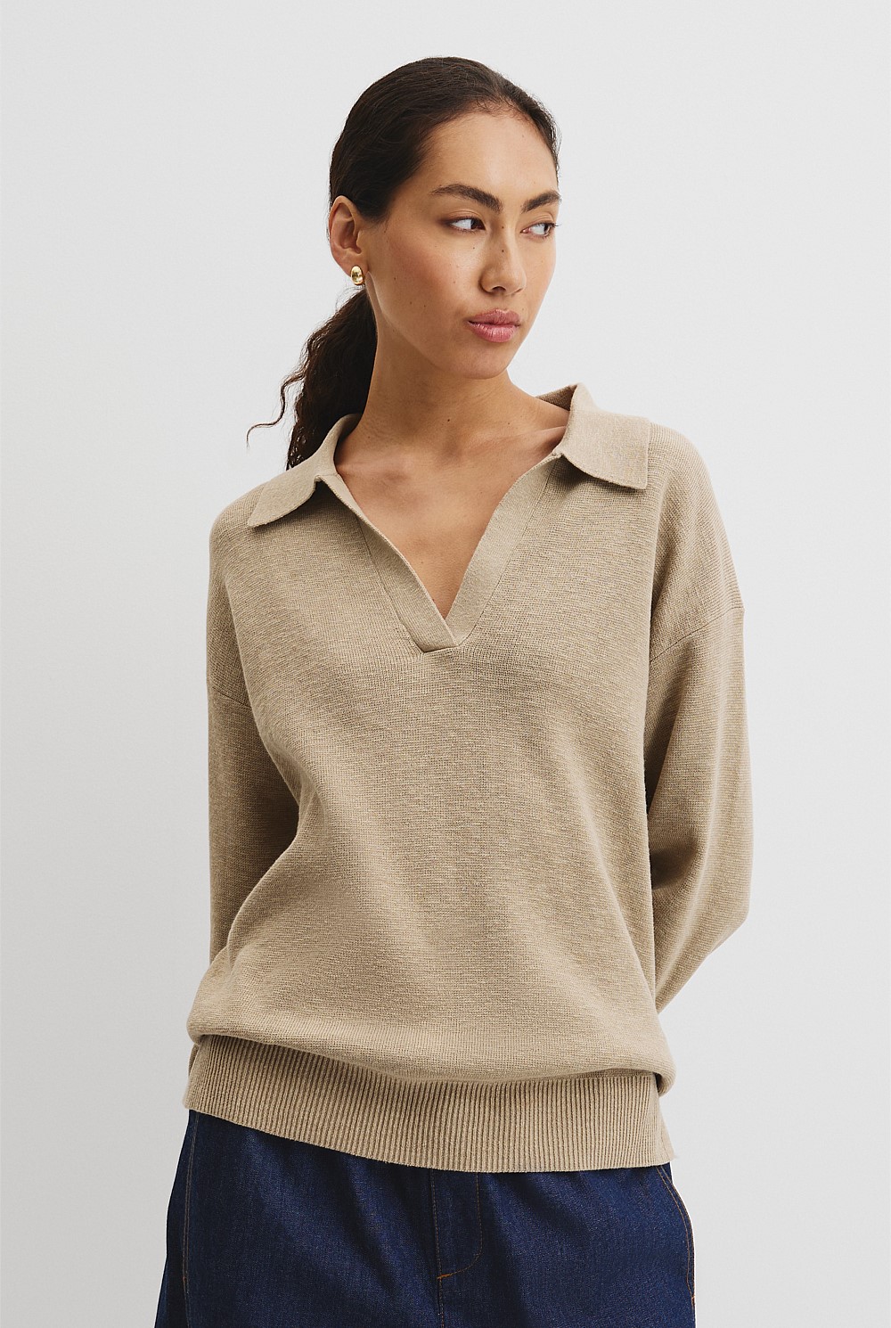 Cotton Linen Long Sleeve Knit