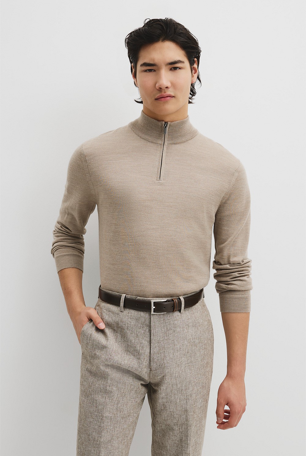 Australian Merino Long Sleeve Vam Half Zip Knit
