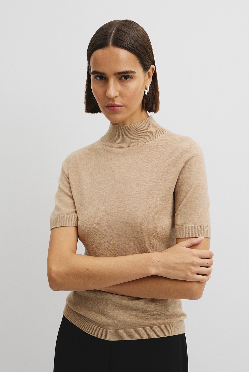 Short Sleeve Wool Silk Knit