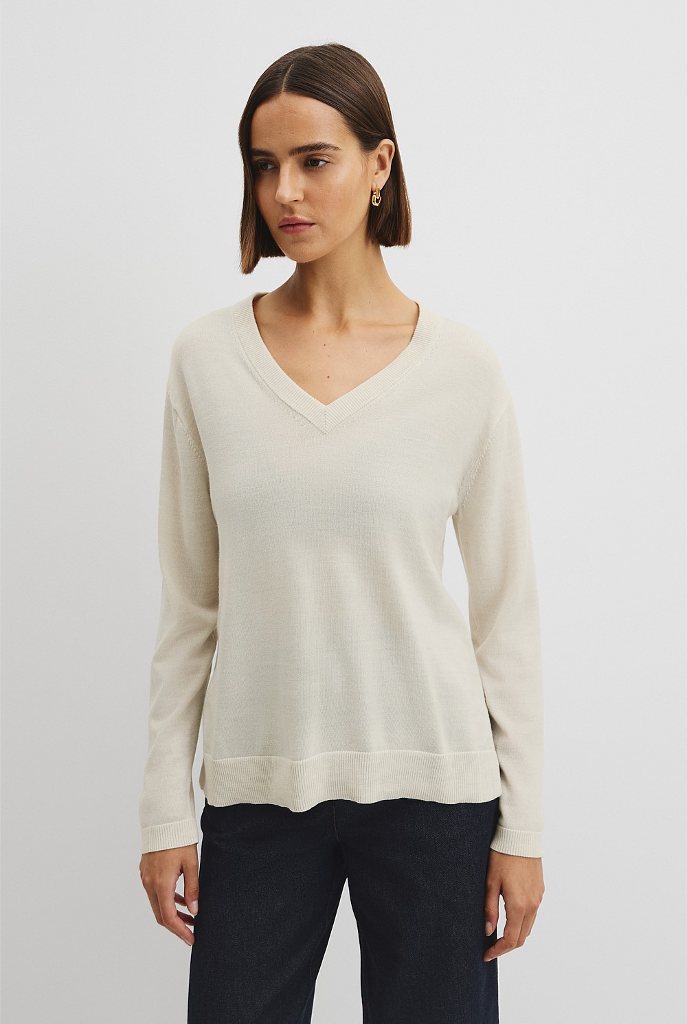 Lightweight Merino Wool V-Neck Knit