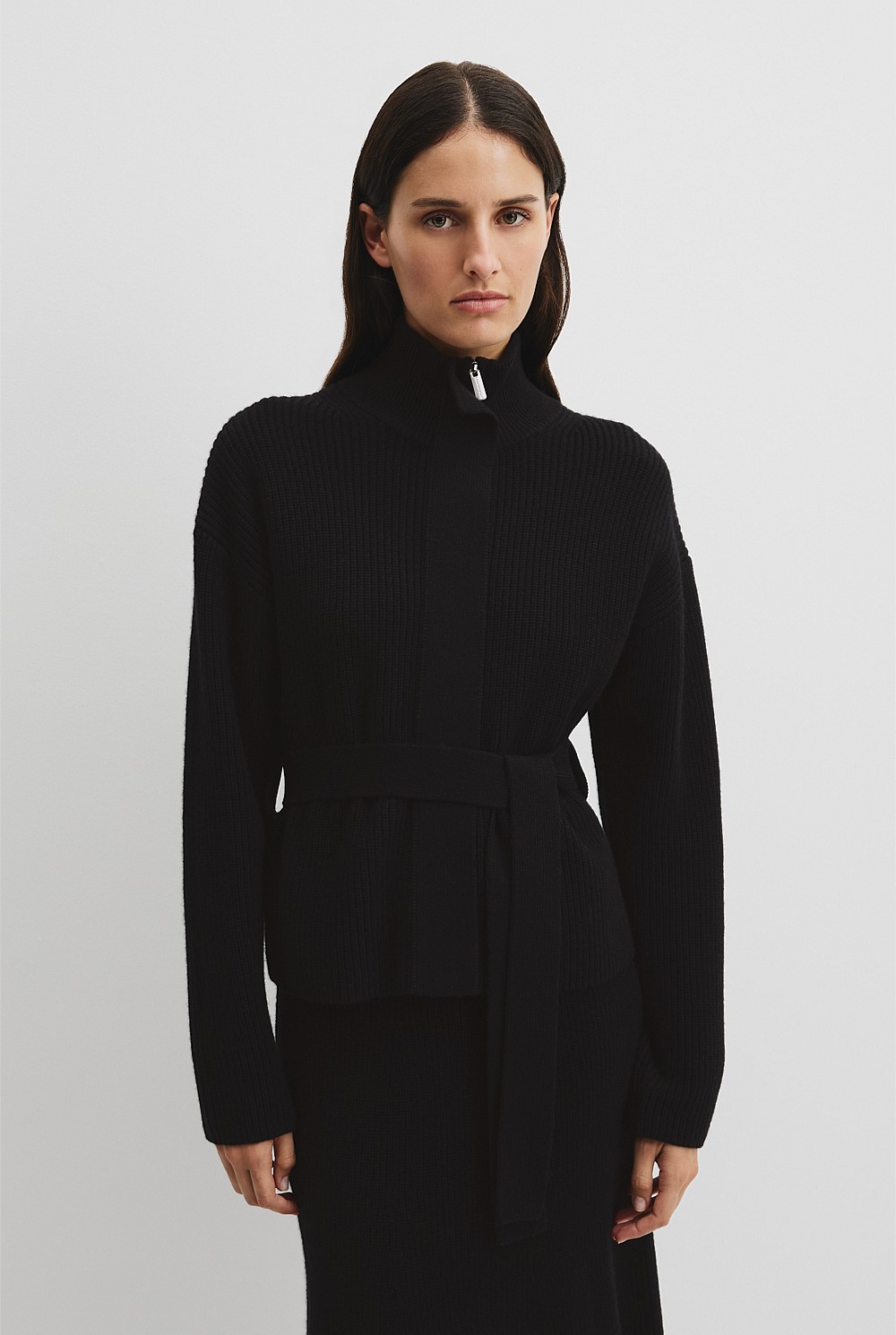 Australian Cotton Blend Belted Knit Jacket