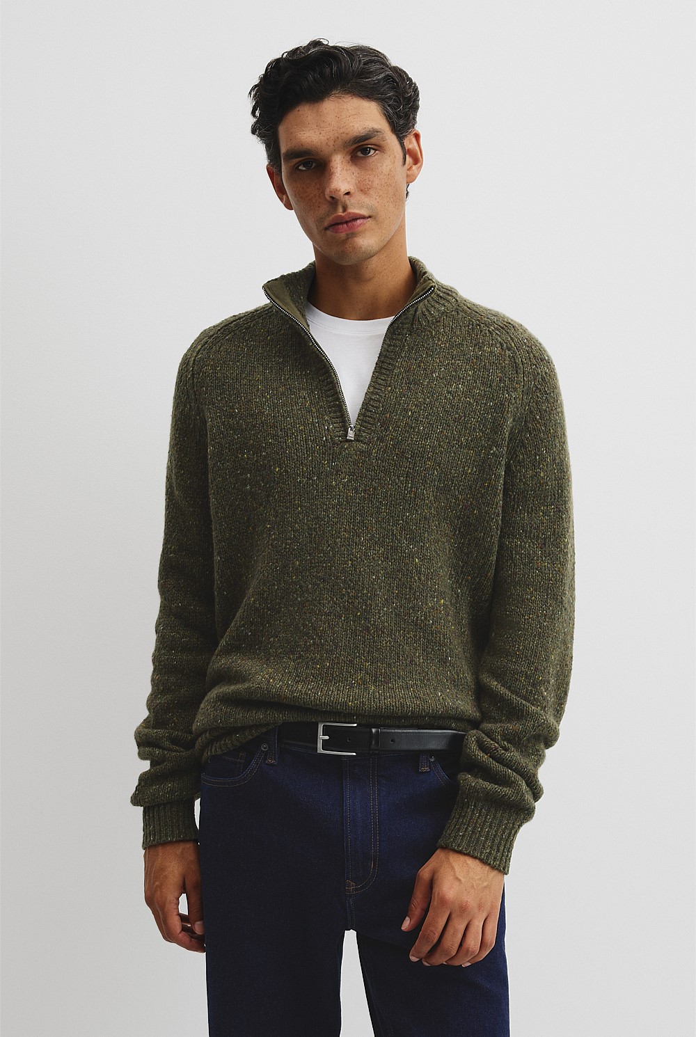 Merino Nep Quarter Zip Knit