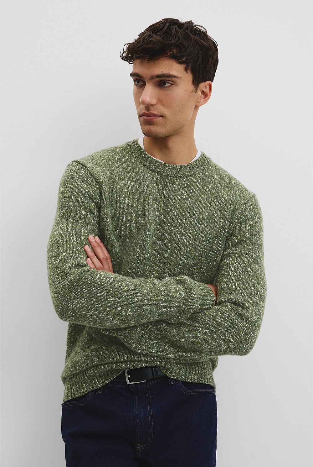 Merino Wool Blend Crew Neck Knit