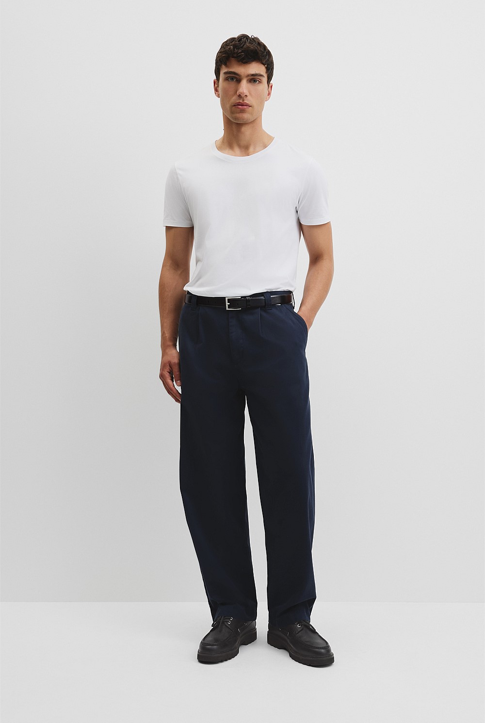Pleated Wide Leg Chino