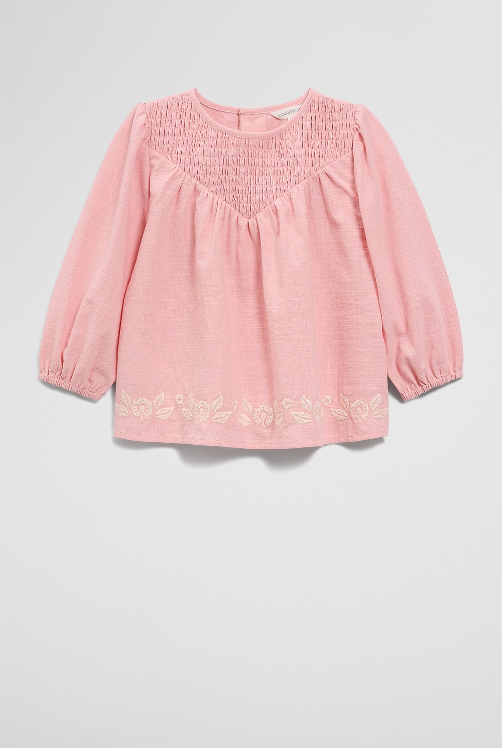 Long Sleeve Shirred Blouse