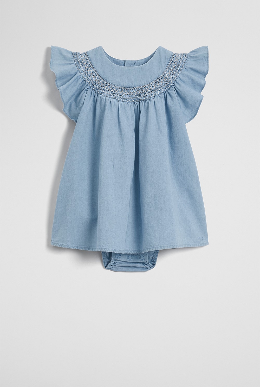 Organically Grown Cotton Sleeveless Chambray Romper Dress