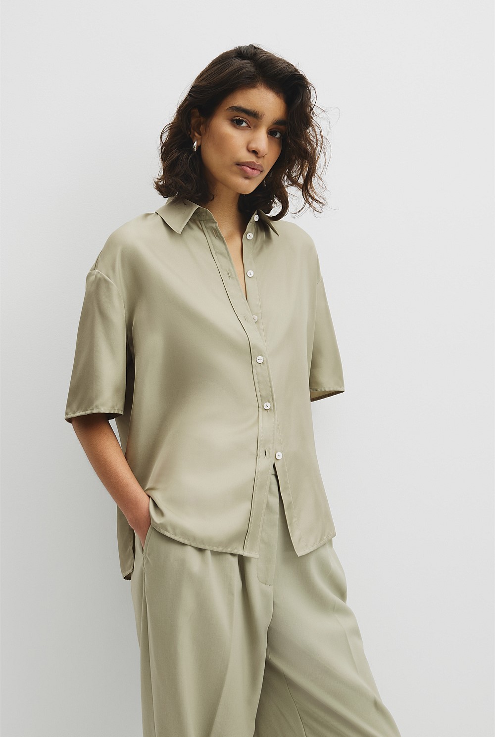 Short Sleeve Silk Shirt