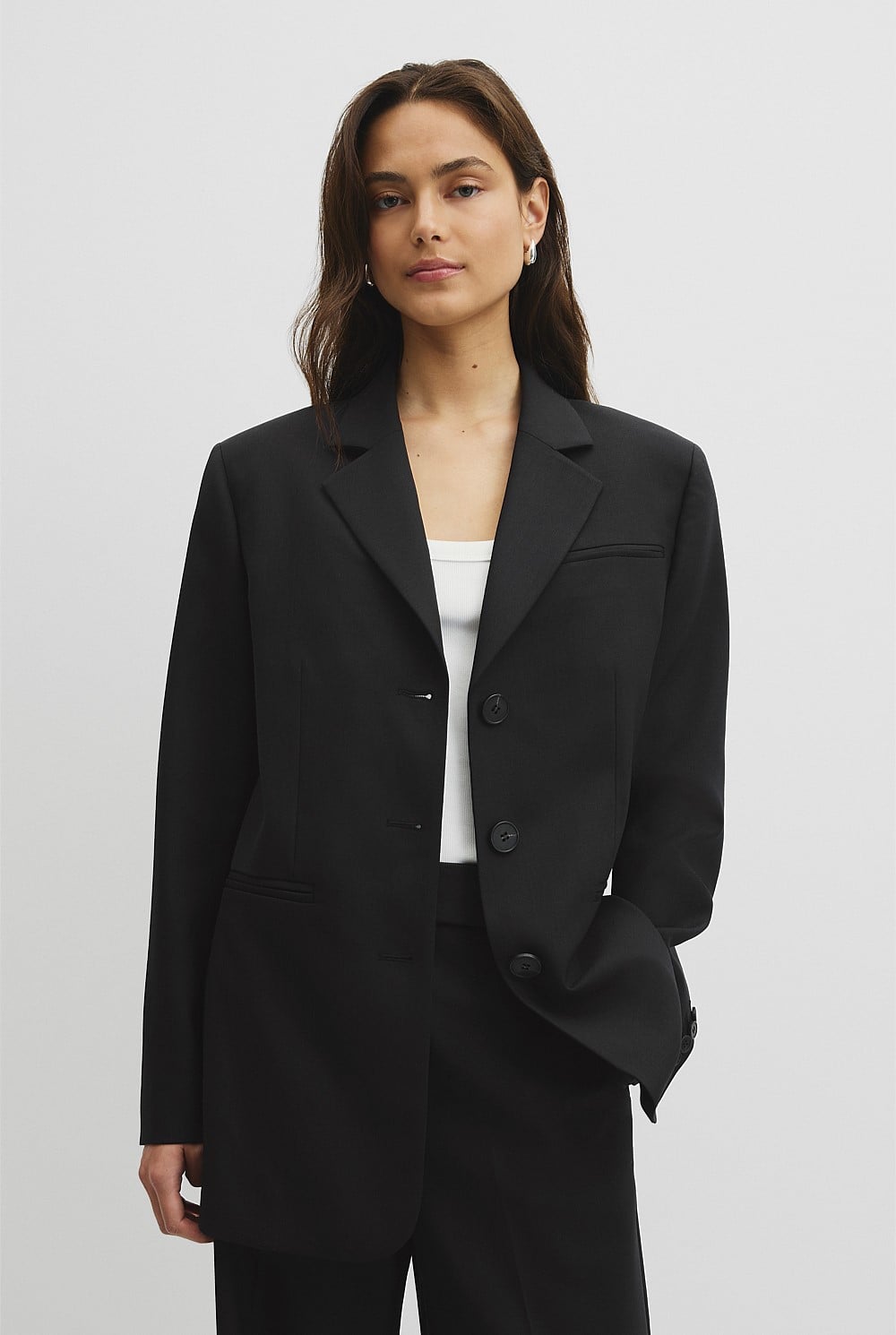 Wool Blend Tailored Blazer