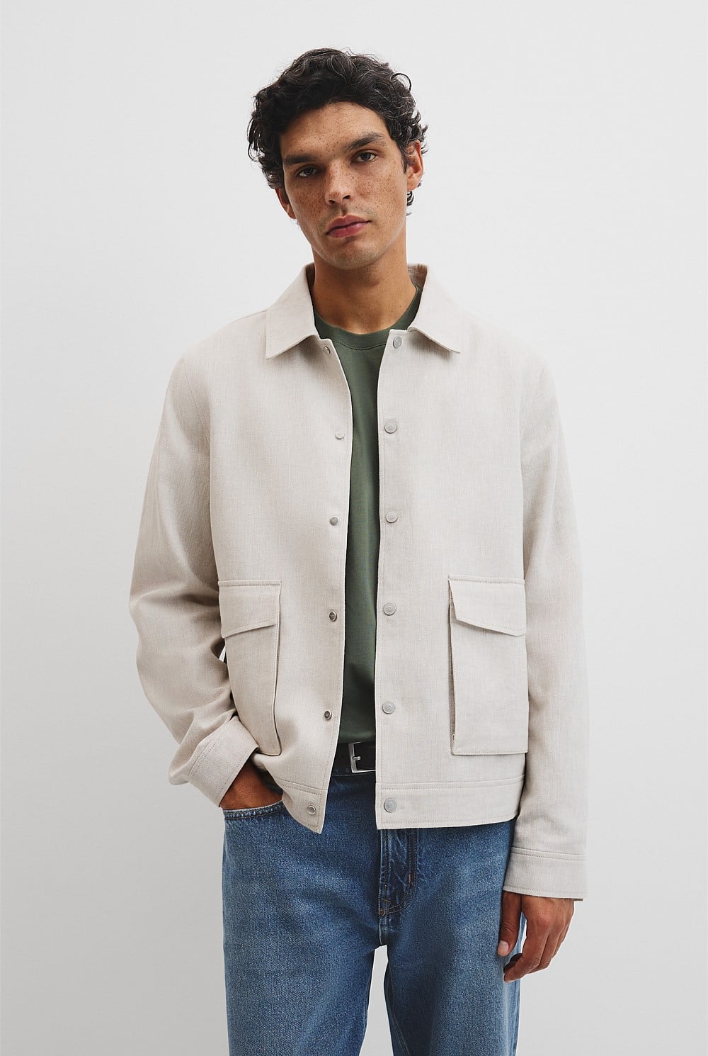 Lin Cut Out Blend Bttn Jacket