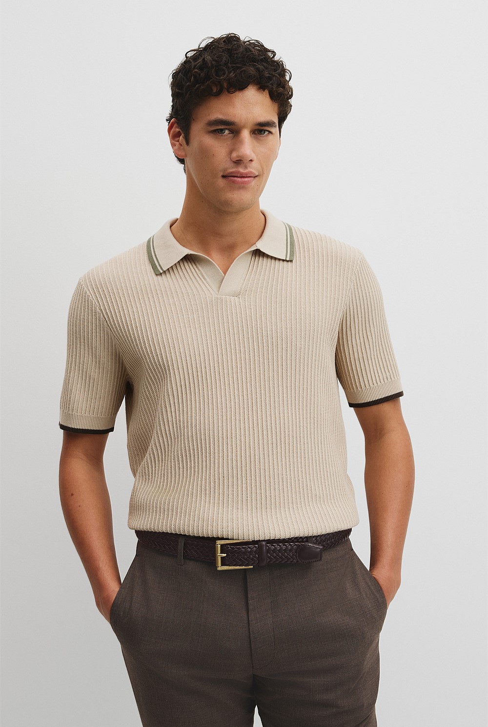 Australian Good Earth Cotton Tapered Trophy Polo