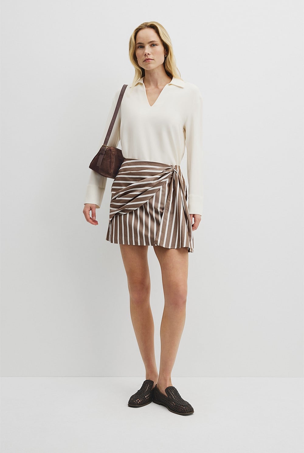 Stripe Bow Drape Skirt
