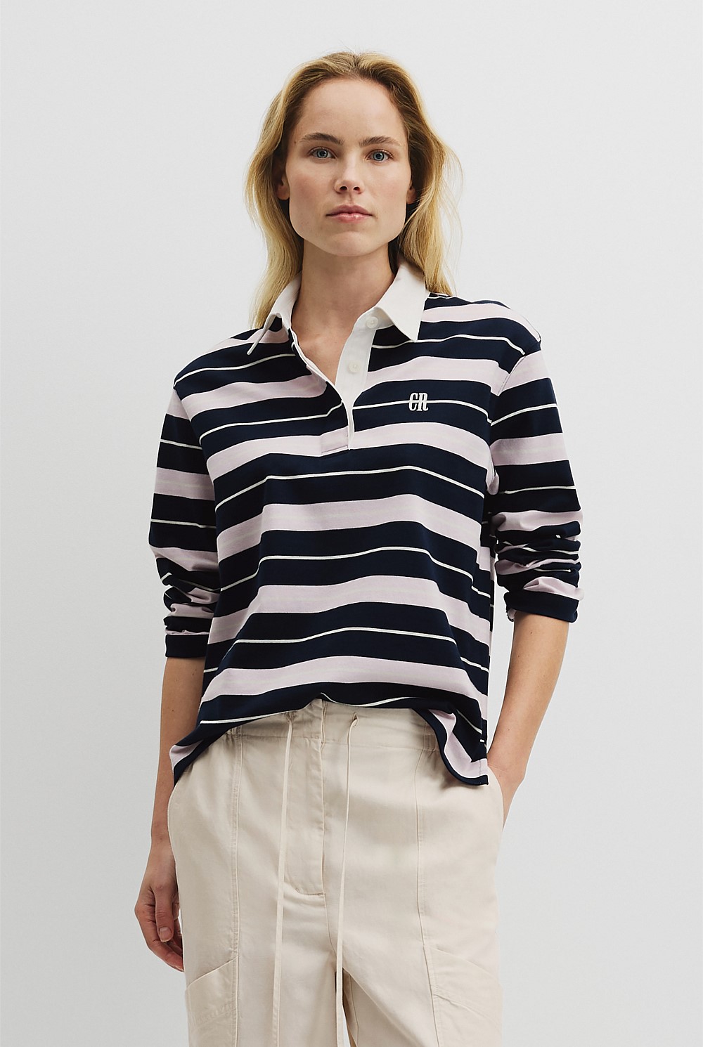 Australian Cotton Stripe Rugby Polo Sweat