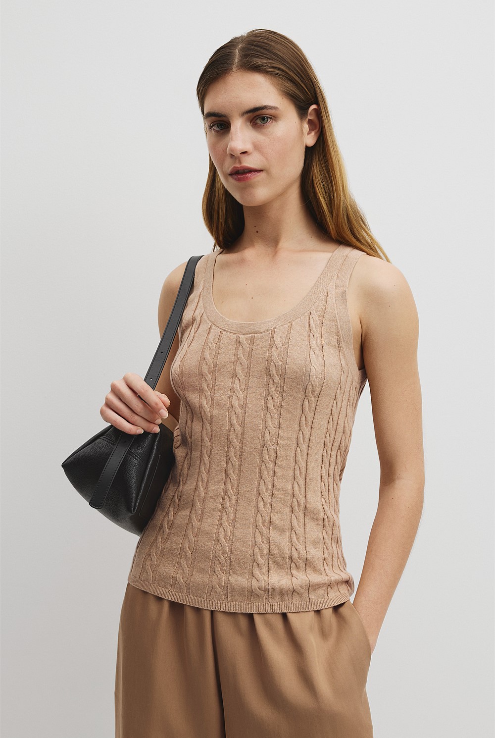 Organically Grown Cotton Blend Cable Knit Tank