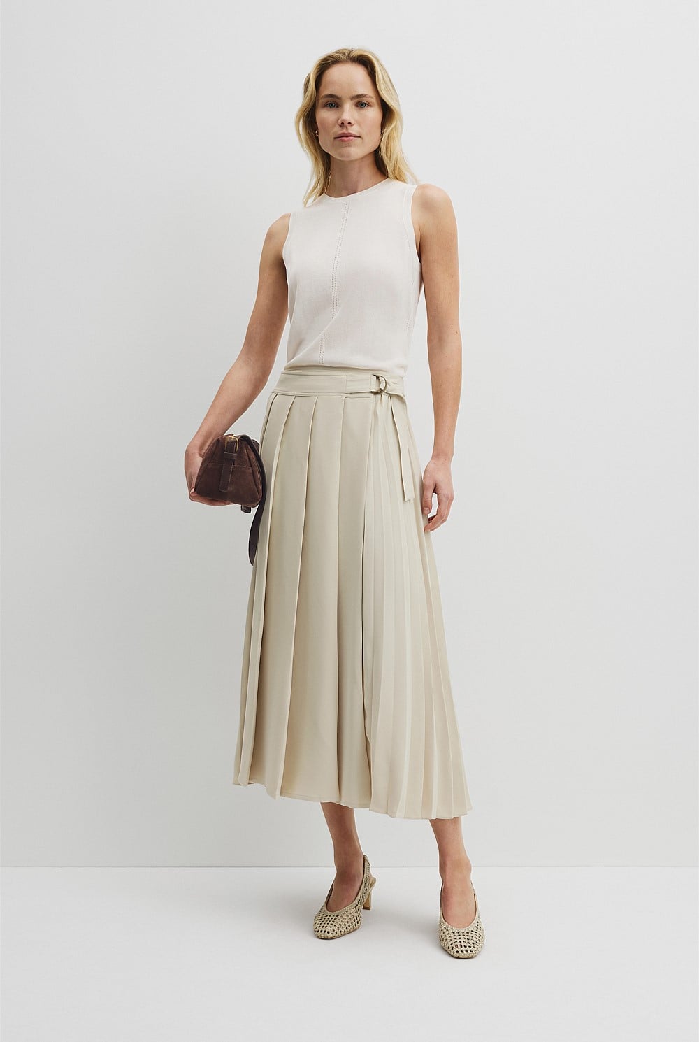 Pleated Midi Skirt