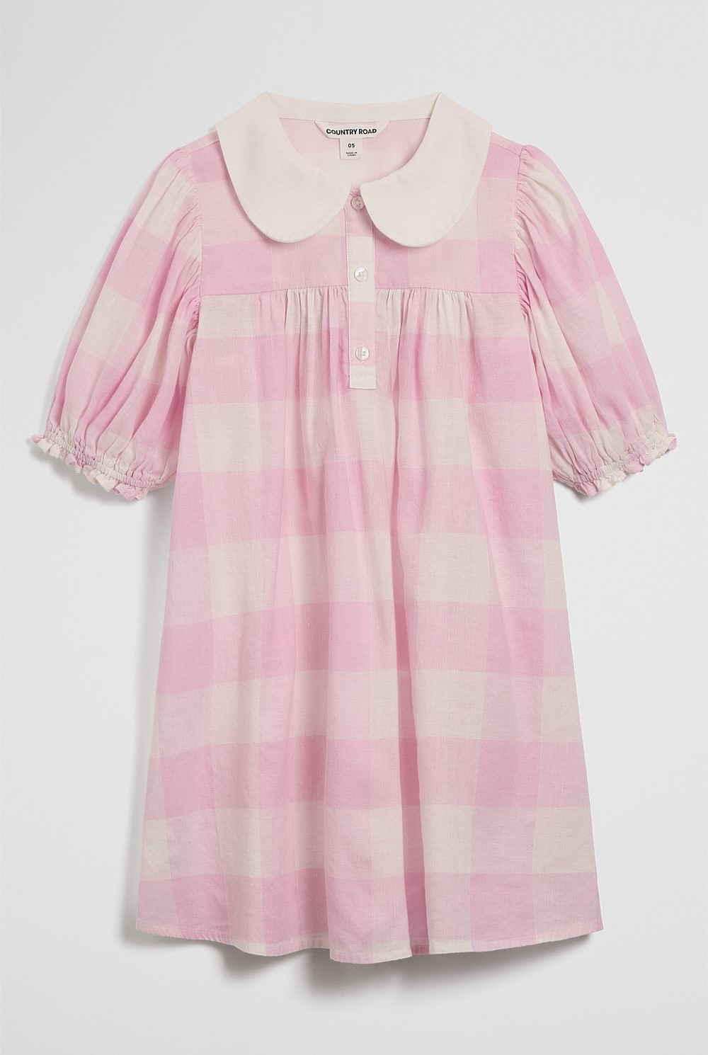 Short Sleeve Gingham Collar Dress