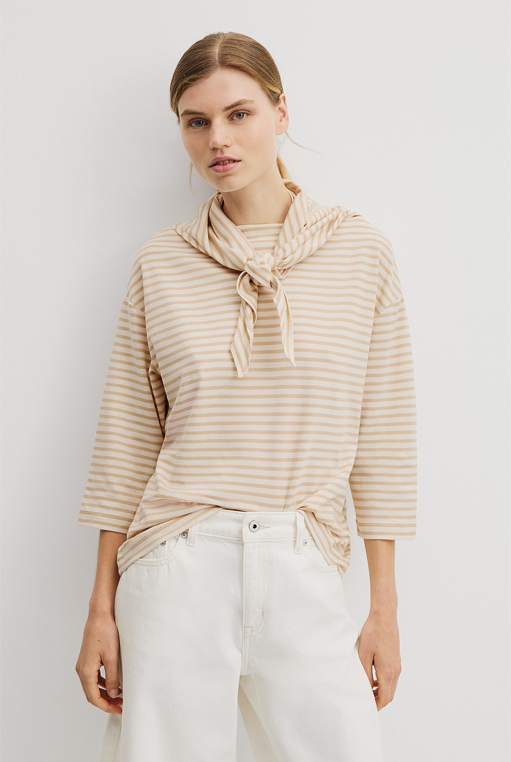 Australian Cotton Scarf Crop Sleeve T-Shirt