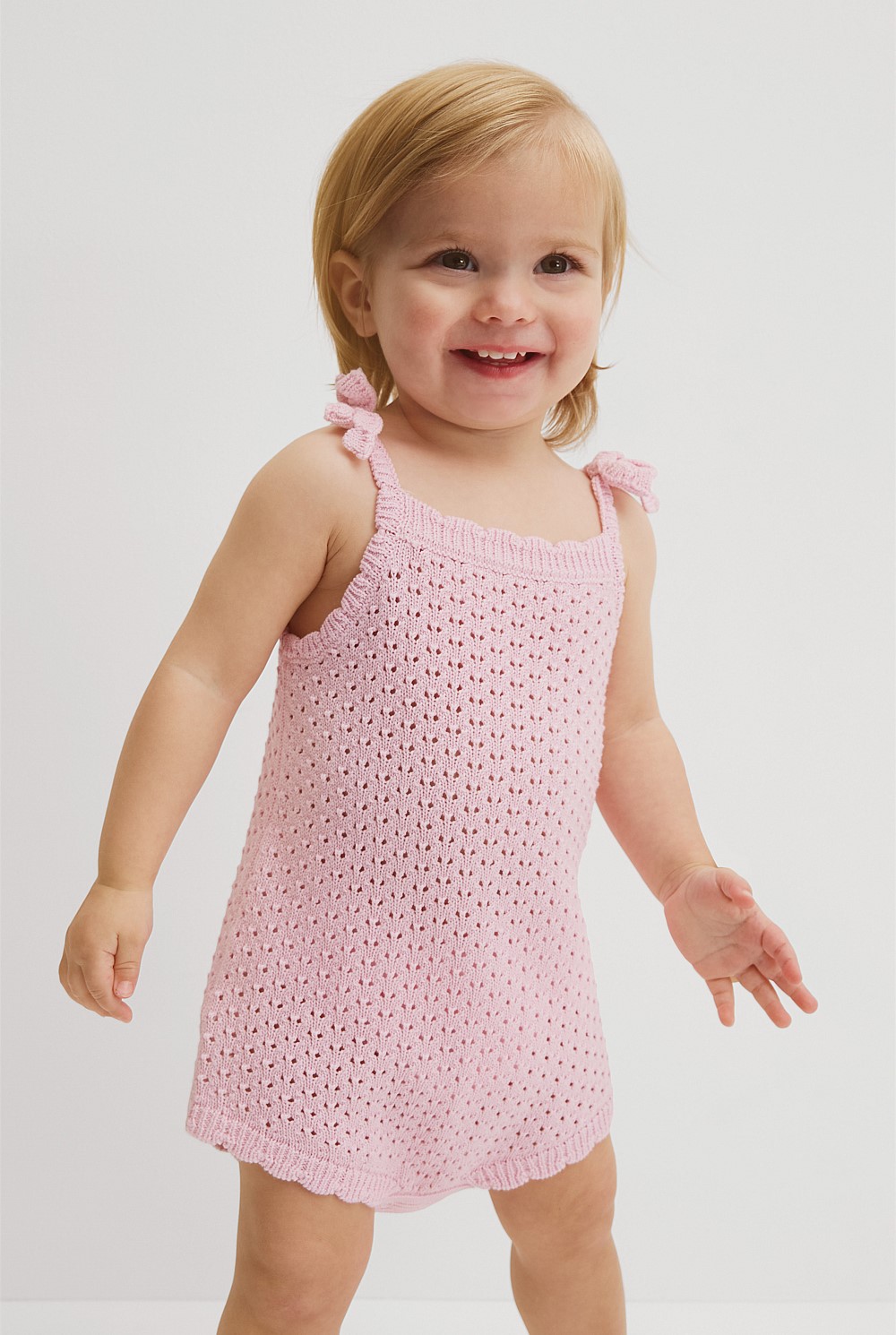 Sleeveless Scallop Knit Romper
