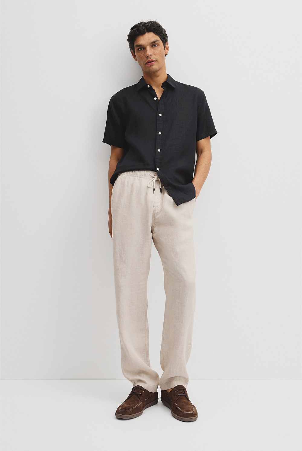 Relaxed Fit Linen Drawcord Pant
