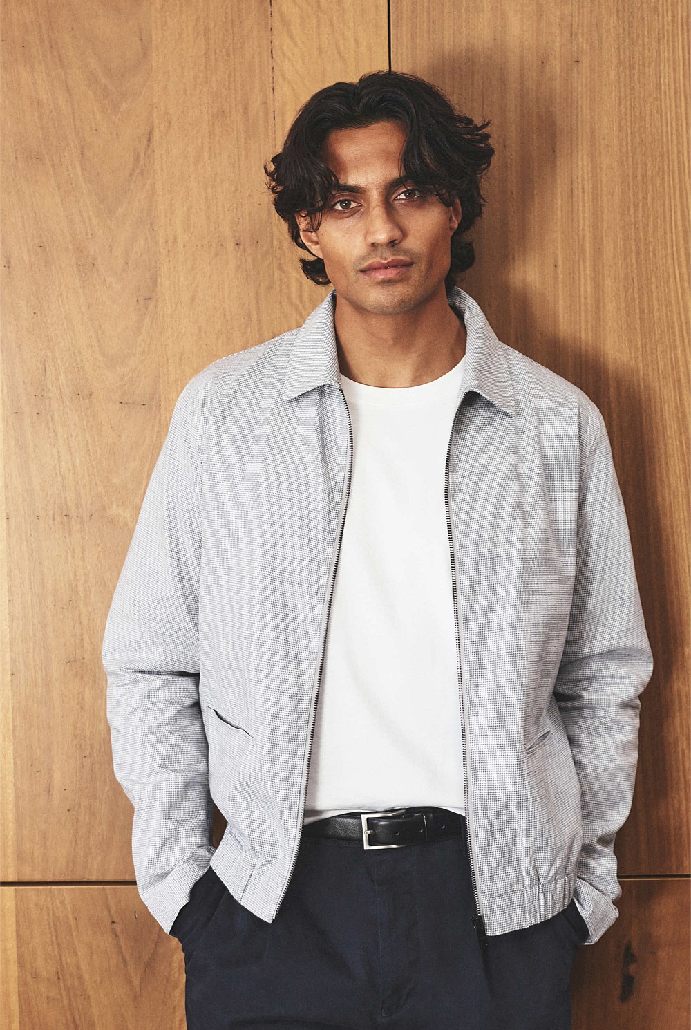 Cotton Linen Houndstooth Jacket