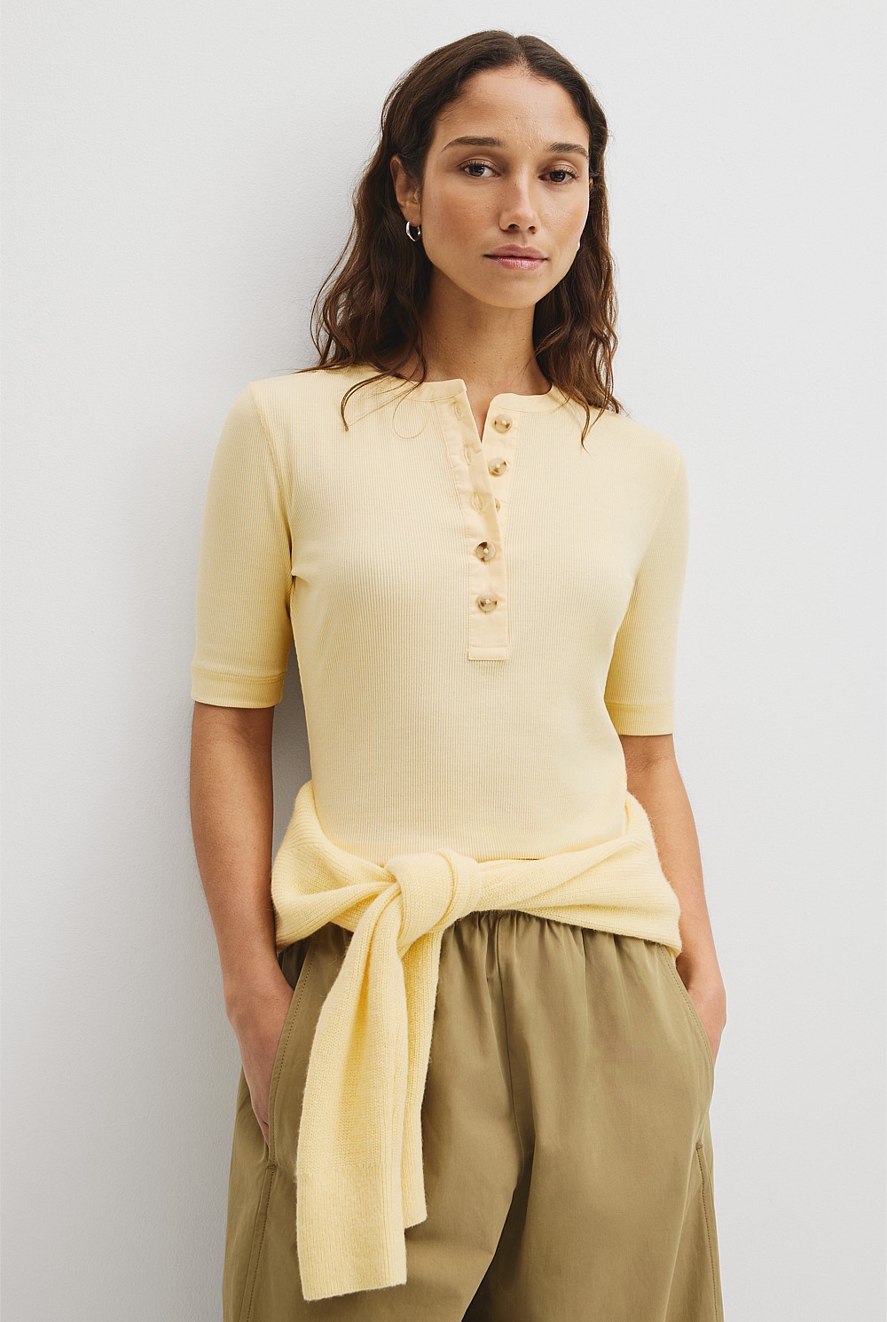 Fine Rib Henley T-Shirt