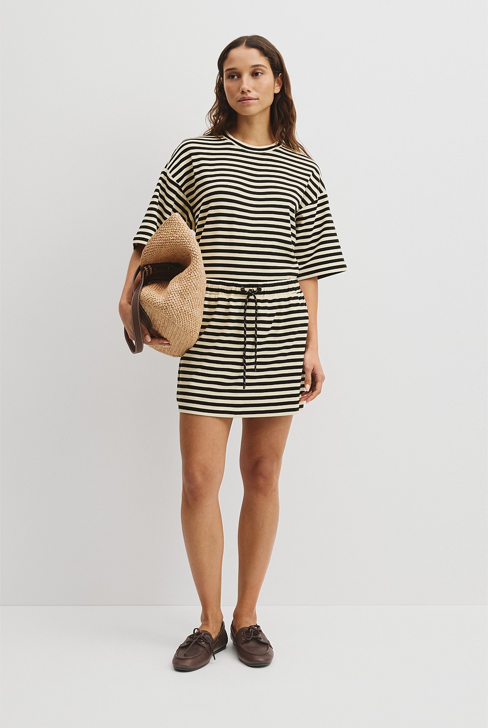 Australian Cotton Blend Stripe Jersey Skirt