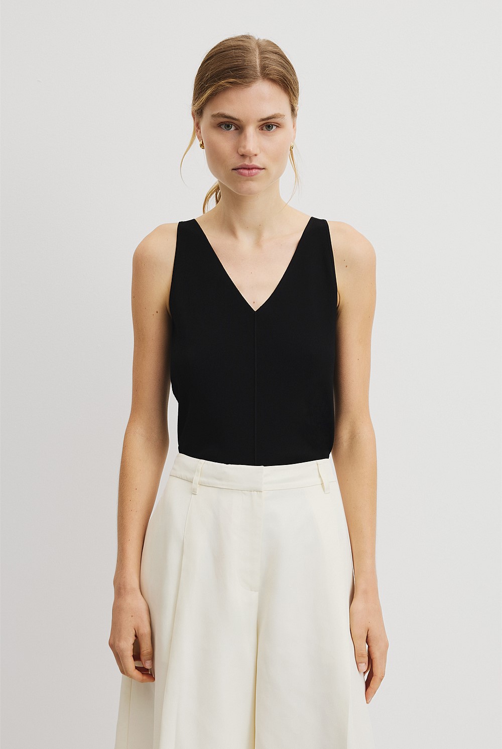 V-Neck Rib Detail Knit Tank