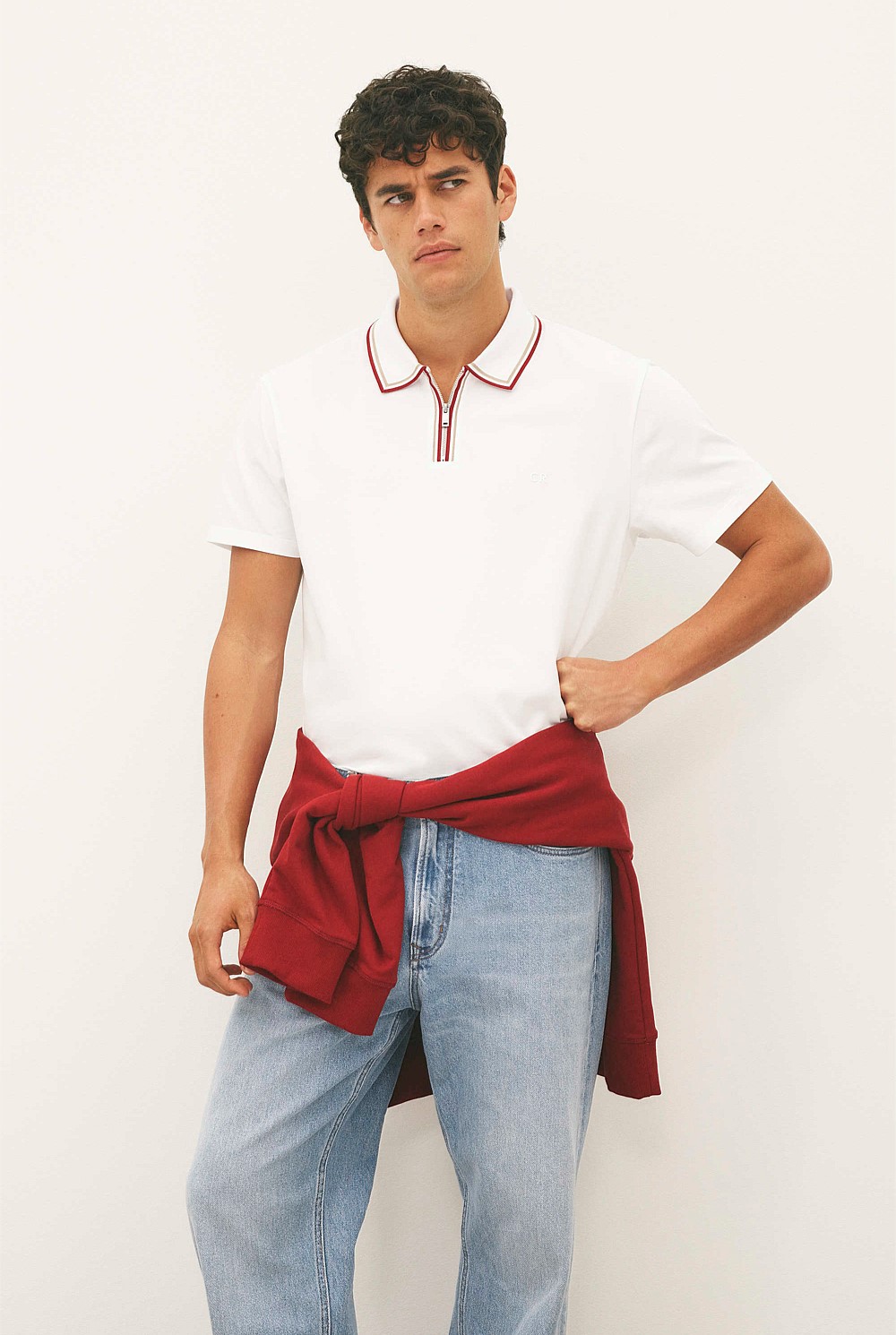 Short Sleeve Tipped Zip Polo