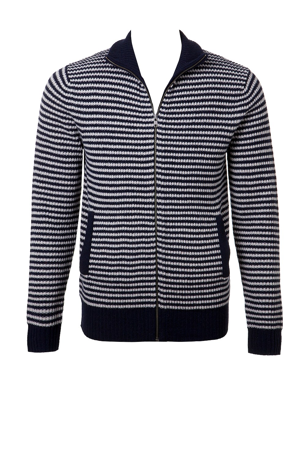 Stripe Rib Zip Through