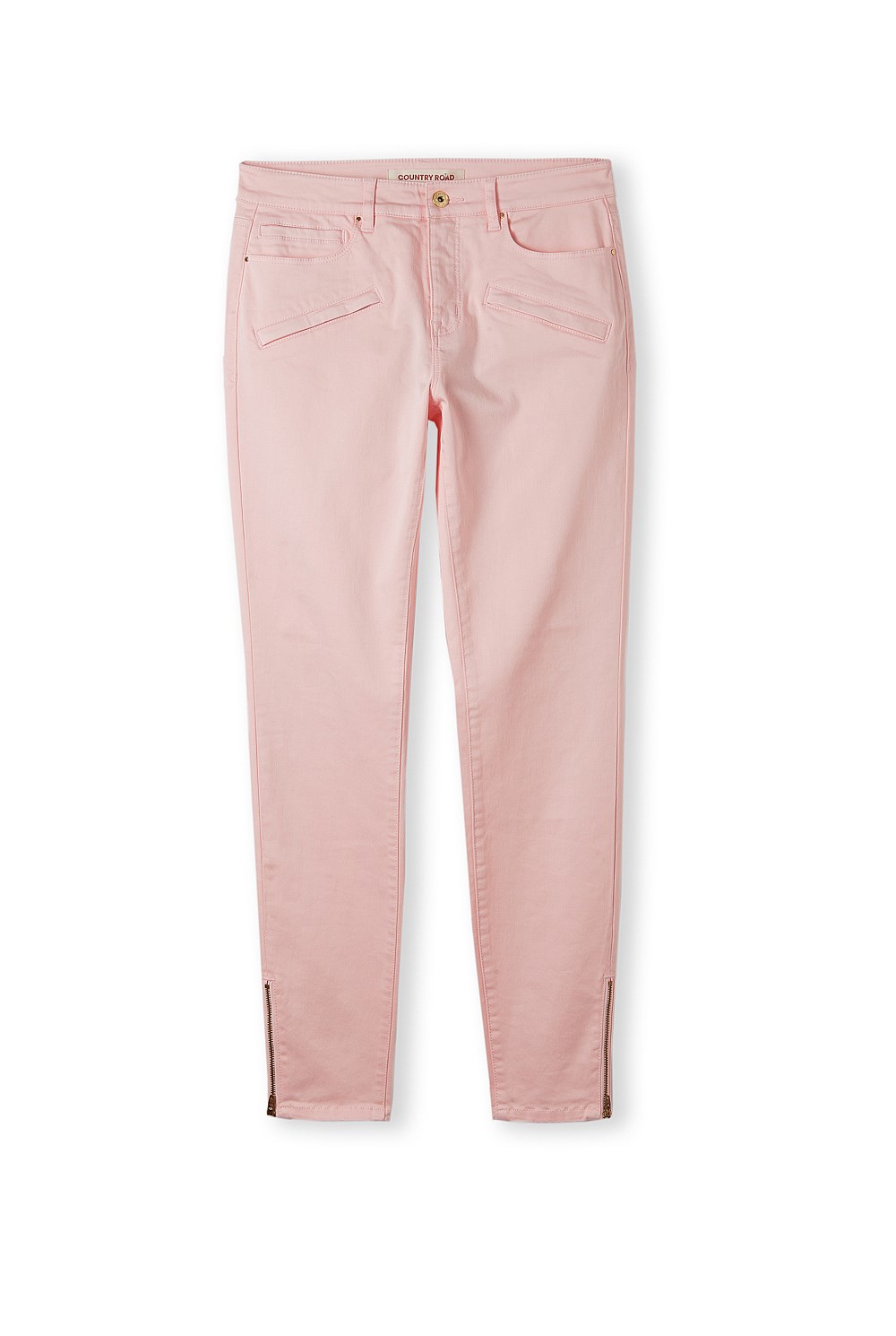 Crop Zip Detail Sateen Jean