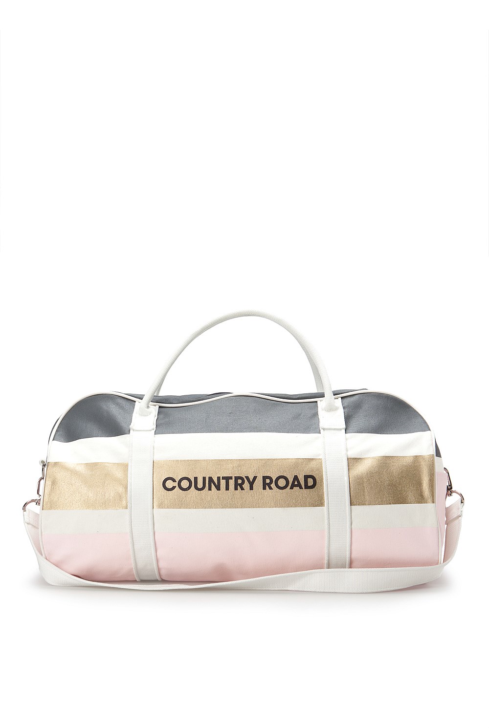 Bold Metallic Stripe Logo Tote