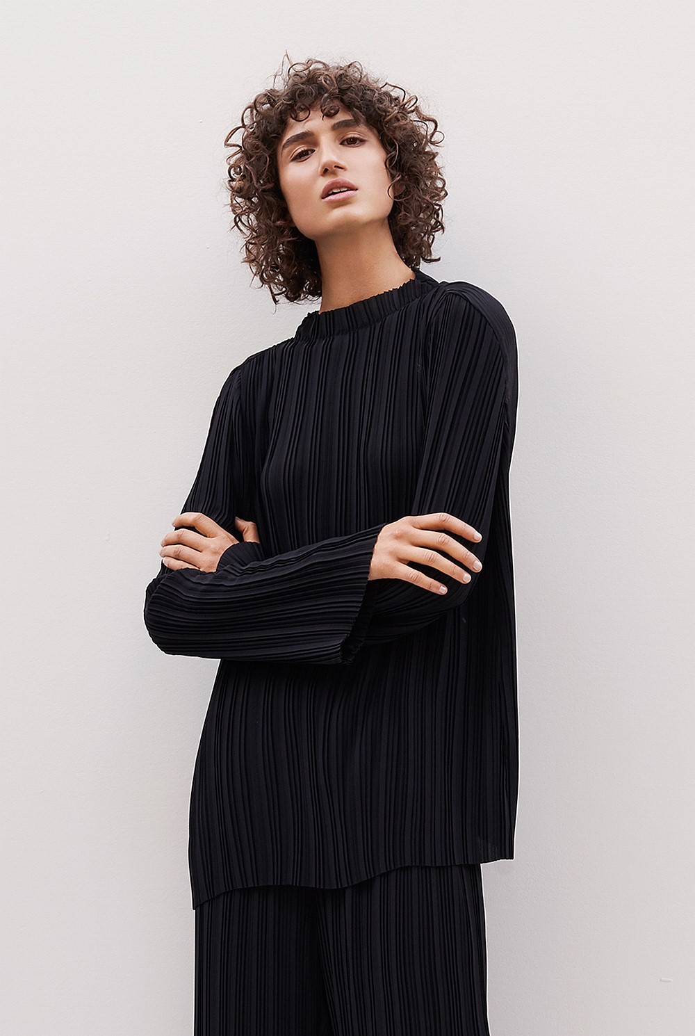 Pleated Fluted Sleeve Top