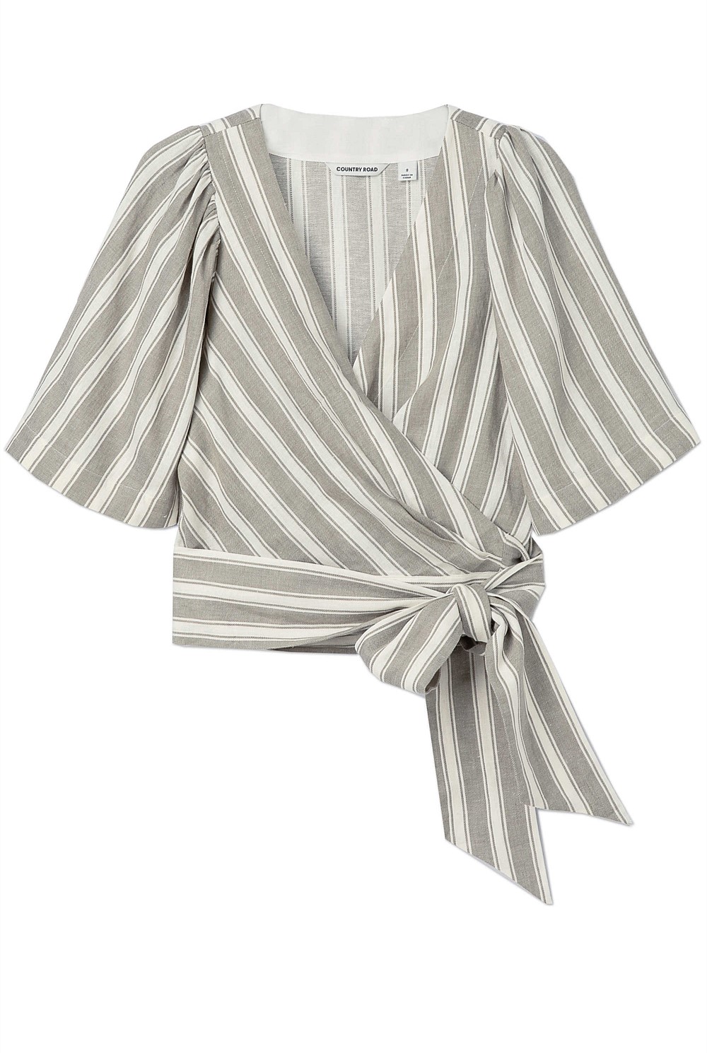Stripe Linen Wrap Top