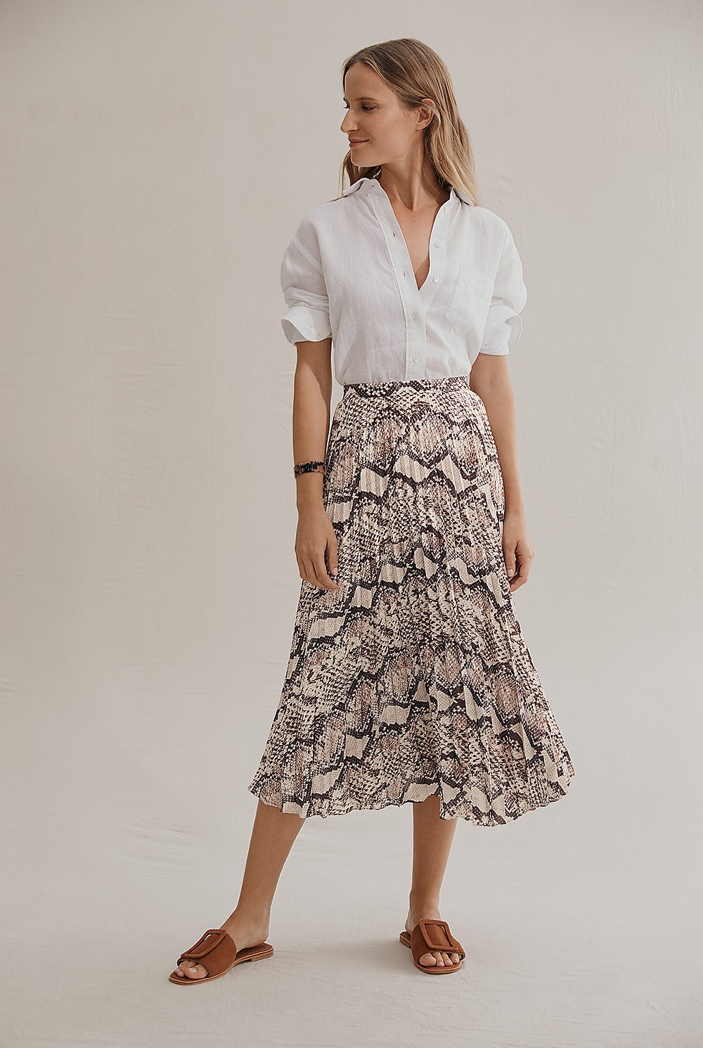 Snake Print Midi Skirt