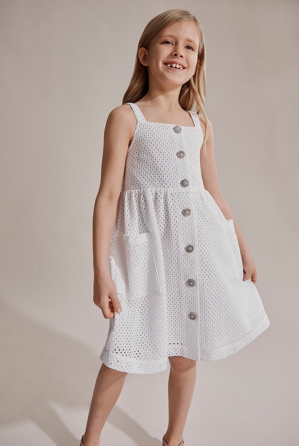Broderie Button Dress