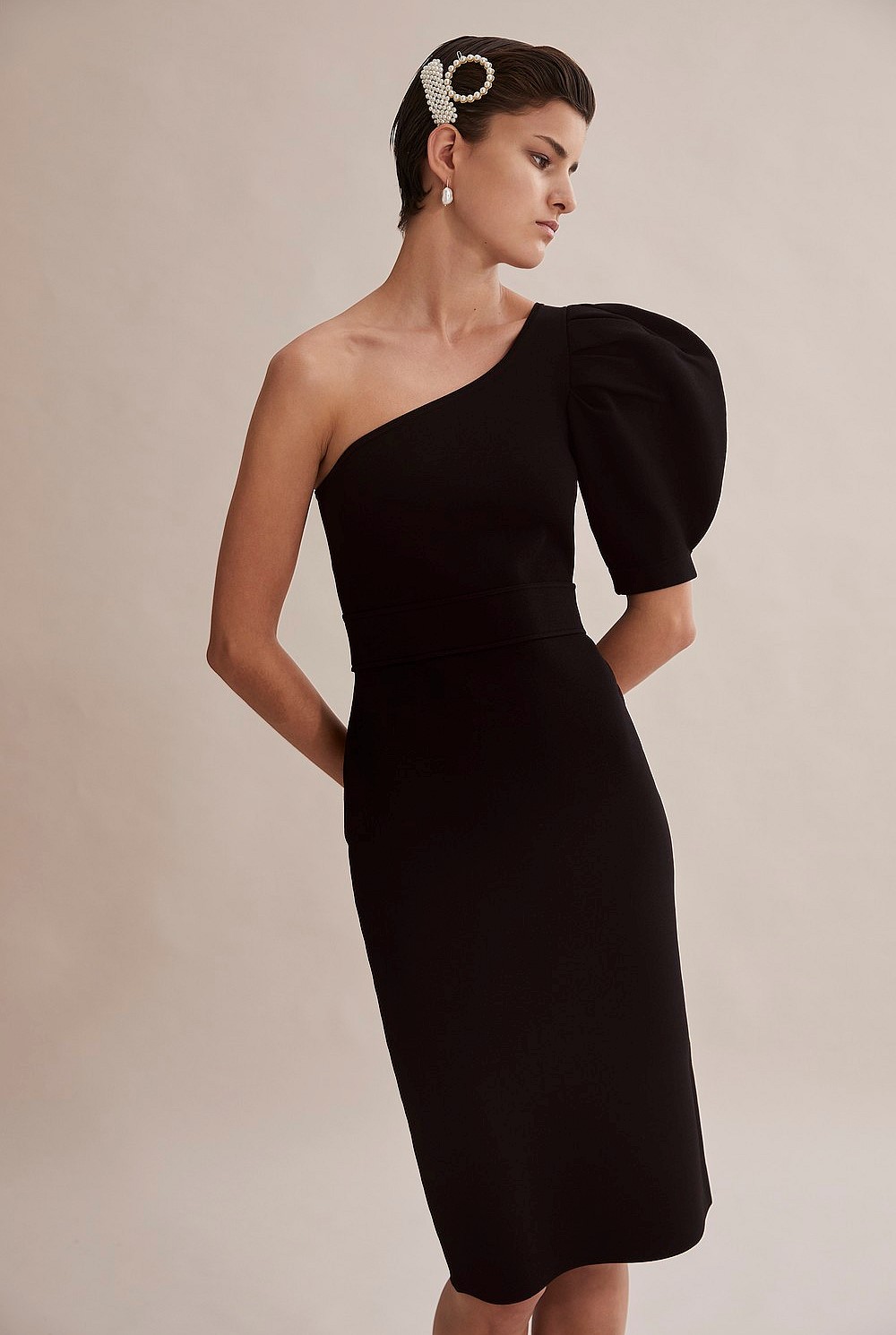 Compact Knit One Shoulder Dress