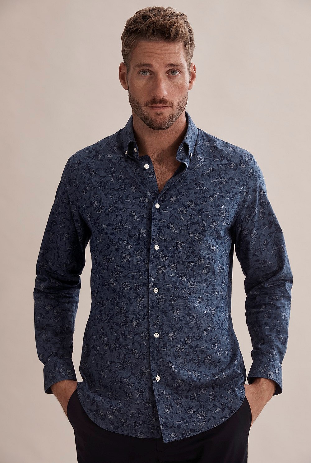 Regular Indigo Floral Shirt
