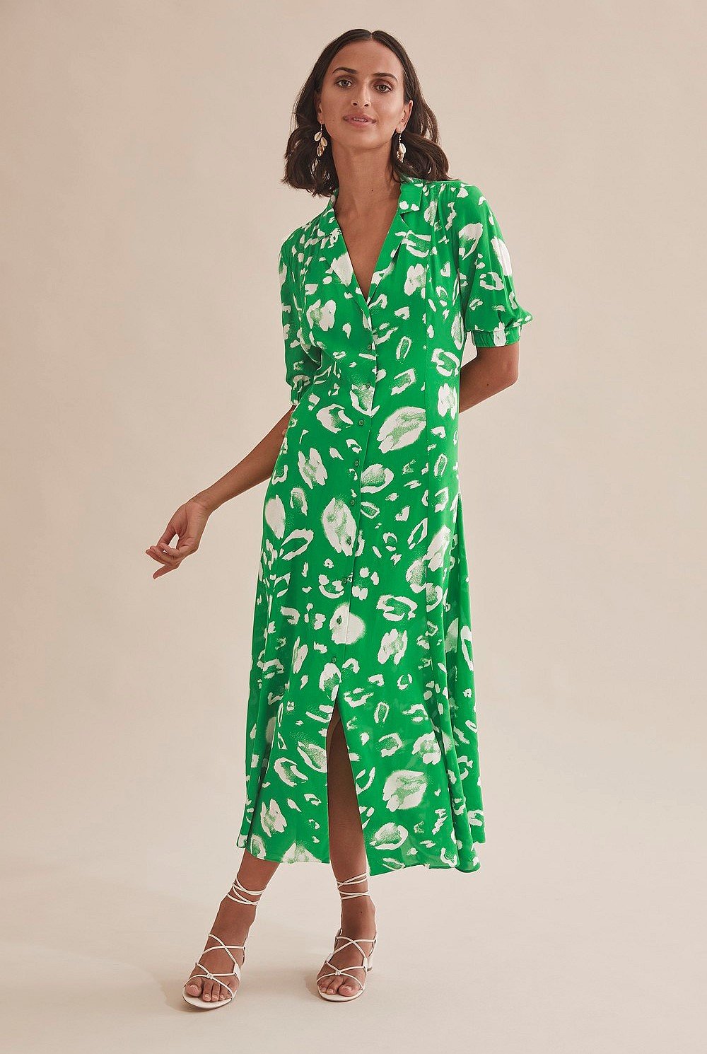 Print Collared Shirt Dress