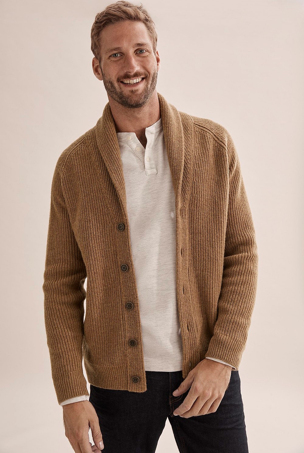 Australian Lambswool Rib Shawl Cardigan