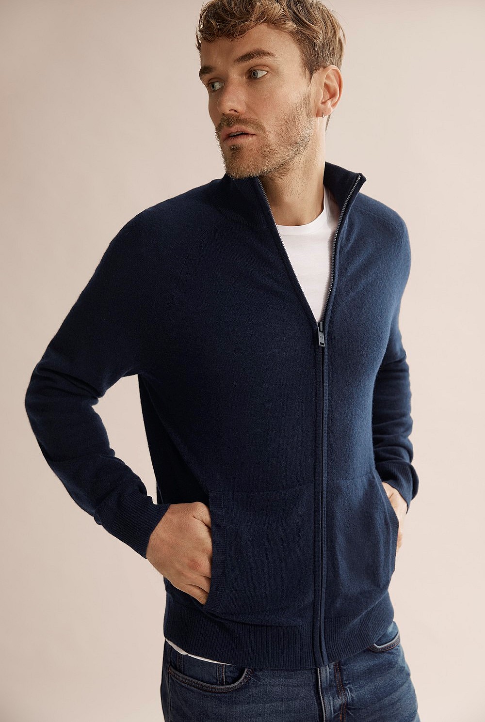 Funnel Neck Zip Through Knit