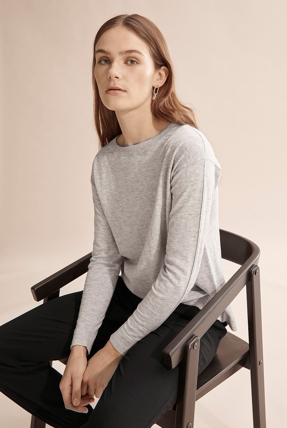 Boat Neck Wool Cotton Sweater