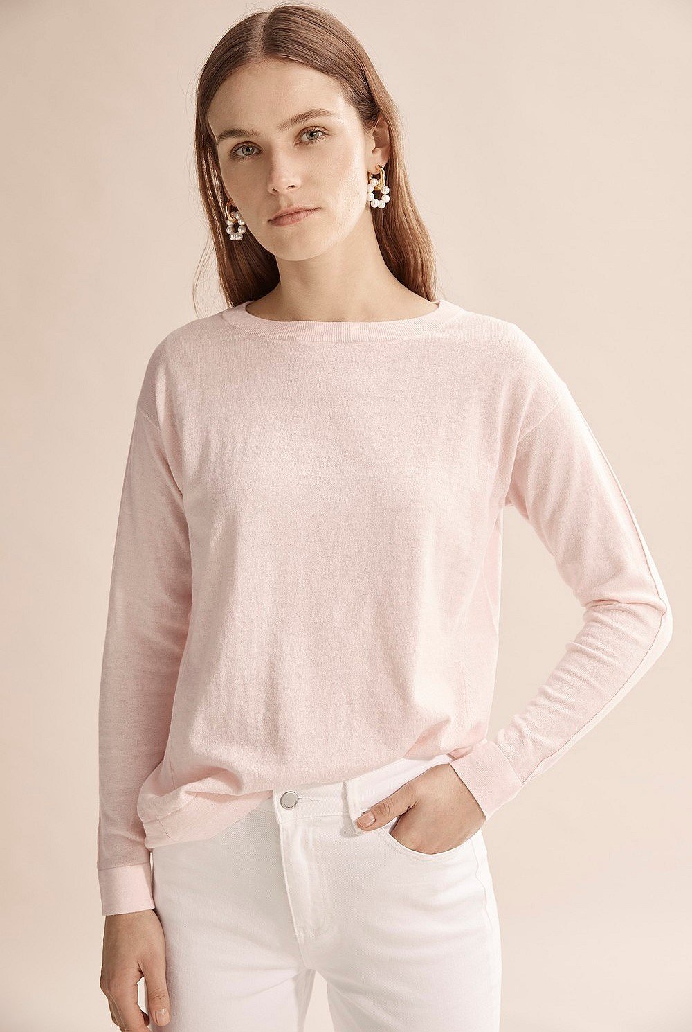 Boat Neck Wool Cotton Sweater