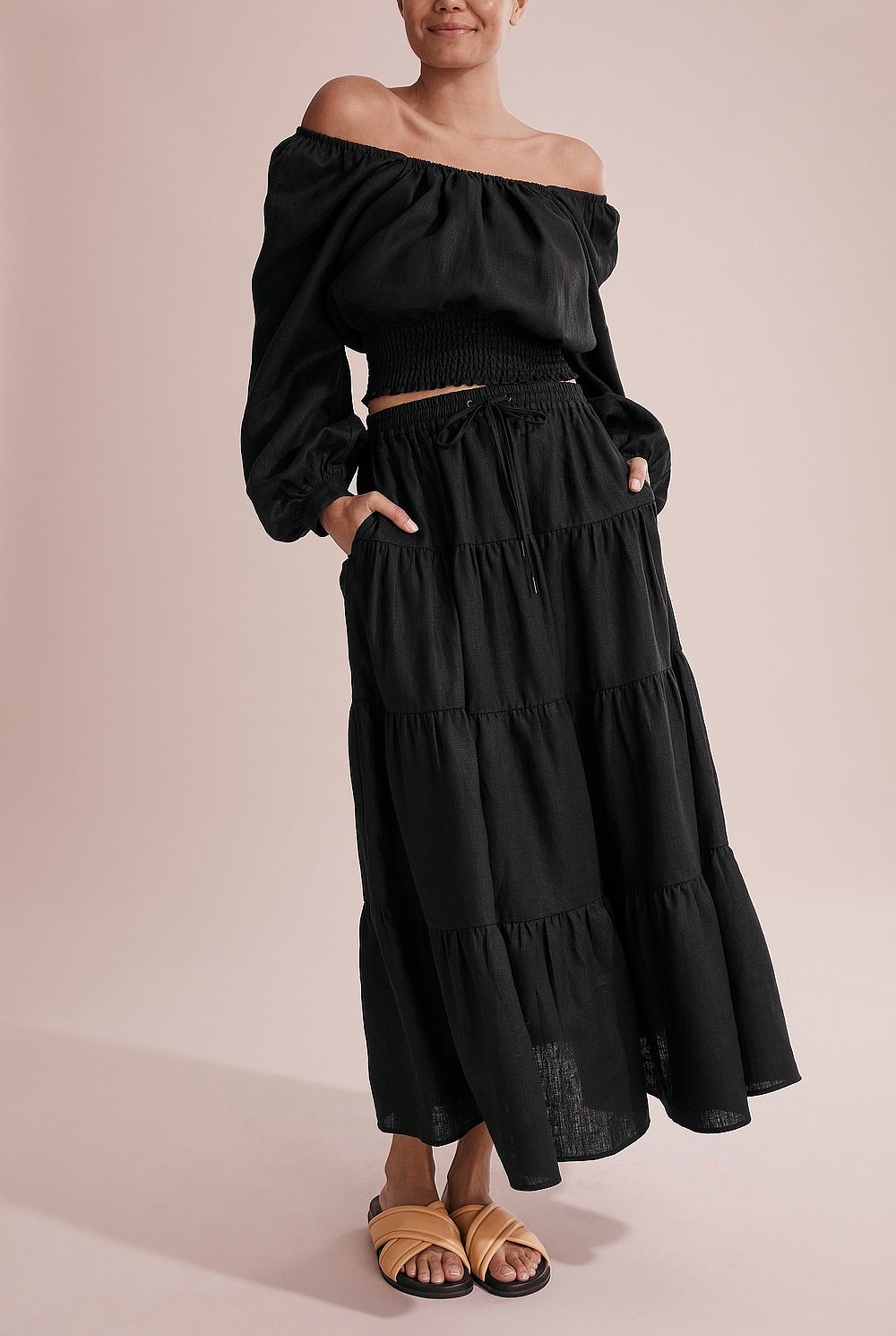 Organically Grown Linen Tiered Maxi Skirt