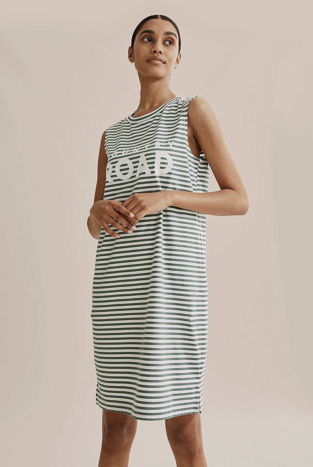 Verified Australian Cotton Stripe Modern Logo Tank Dress