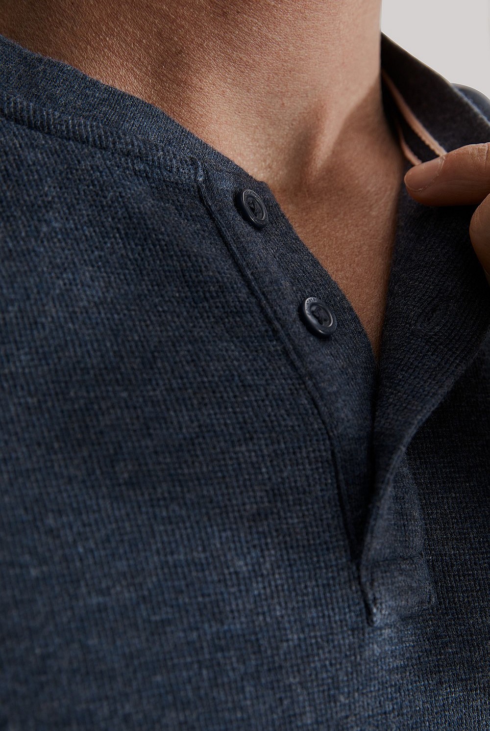 Long Sleeve Waffle Henley