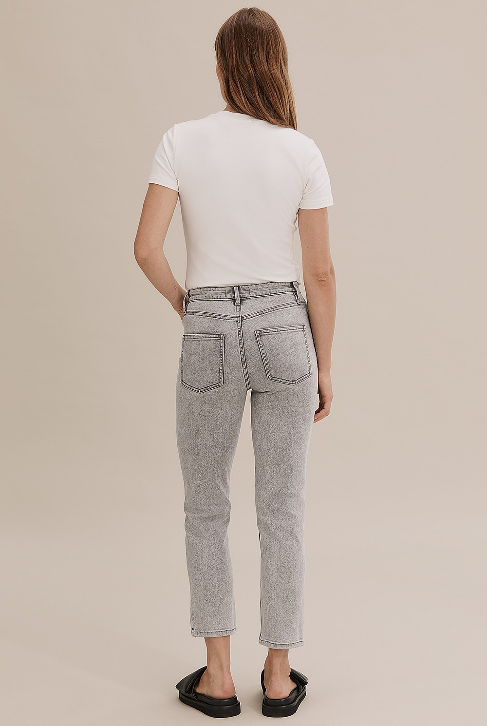 Cotton High Waist Straight Jean